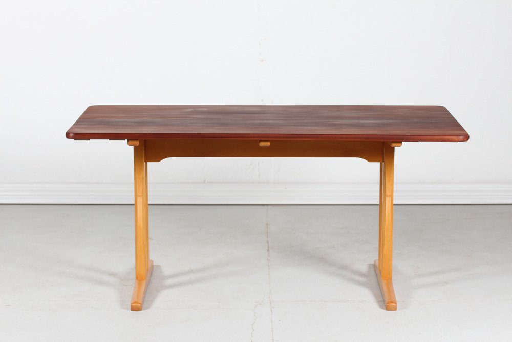 Shaker Table Model C 18 of Teak and Beech by Børge Mogensen for FDB Møbler, Denmark, 1950s