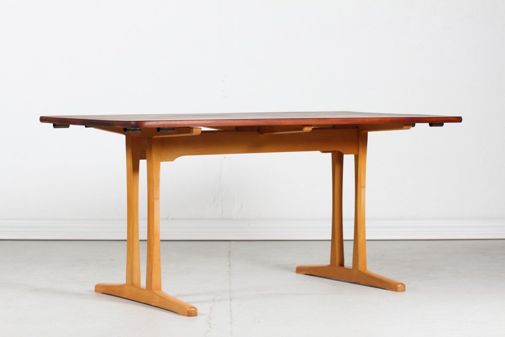 Shaker Table Model C 18 of Teak and Beech by Børge Mogensen for FDB Møbler, Denmark, 1950s