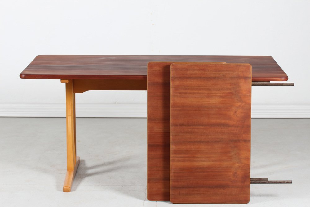 Shaker Table Model C 18 of Teak and Beech by Børge Mogensen for FDB Møbler, Denmark, 1950s