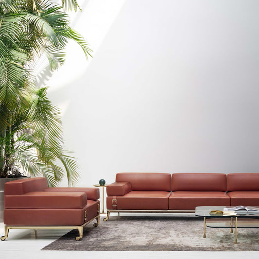 Shaker Three-Seater Orange Sofa by Stefano Giovannoni