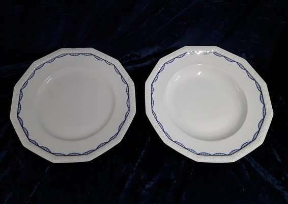 Shallow and Deep Serving Bowls Maria Series with Blue Decoration by Rosenthal, 1930s, Set of 2-HOI-1724087