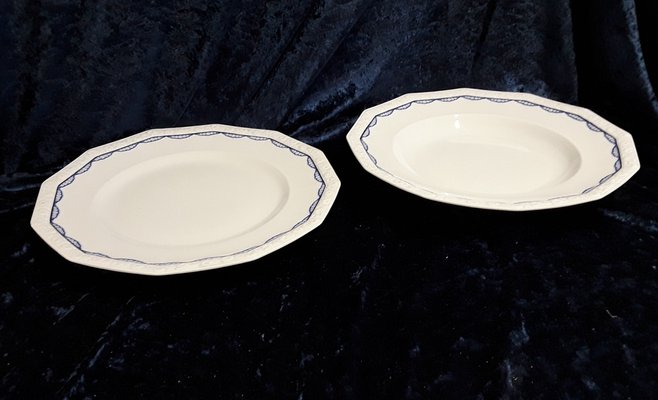 Shallow and Deep Serving Bowls Maria Series with Blue Decoration by Rosenthal, 1930s, Set of 2-HOI-1724087