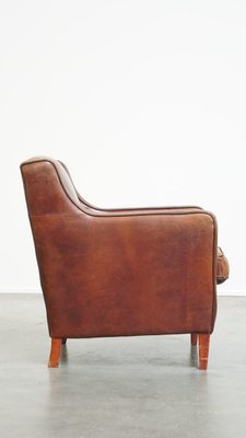 Sheep Leather Armchair with Dark Brown Piping-HPP-2023266