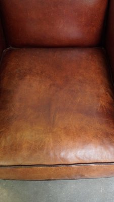 Sheep Leather Armchair with Dark Brown Piping-HPP-2023266