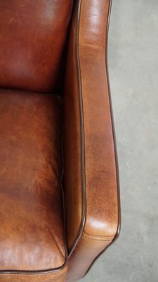 Sheep Leather Armchair with Dark Brown Piping-HPP-2023266