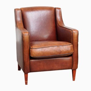 Sheep Leather Armchair with Dark Brown Piping-HPP-2023266