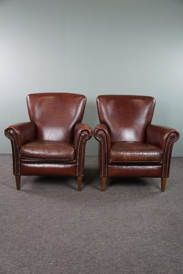 Sheep Leather Armchairs with High Backs, Set of 2-HPP-1786166