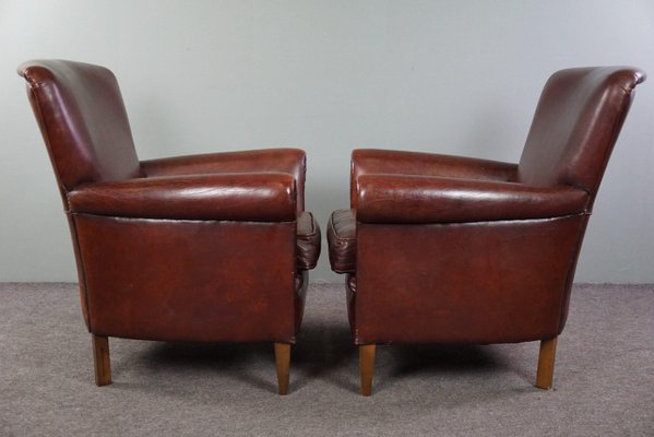 Sheep Leather Armchairs with High Backs, Set of 2-HPP-1786166