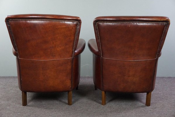 Sheep Leather Armchairs with High Backs, Set of 2-HPP-1786166