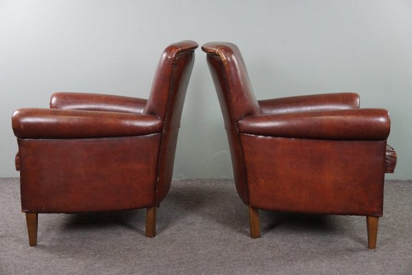 Sheep Leather Armchairs with High Backs, Set of 2-HPP-1786166