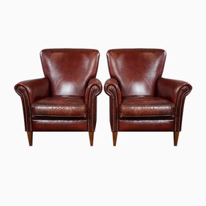 Sheep Leather Armchairs with High Backs, Set of 2-HPP-1786166