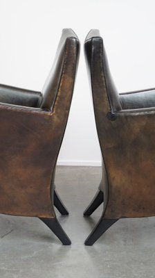 Sheep Leather Dining Room Chairs attributed to Bart Van Bekhoven, Set of 4-HPP-2036600