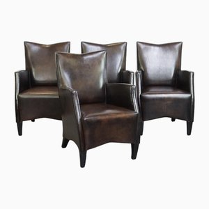 Sheep Leather Dining Room Chairs attributed to Bart Van Bekhoven, Set of 4-HPP-2036600