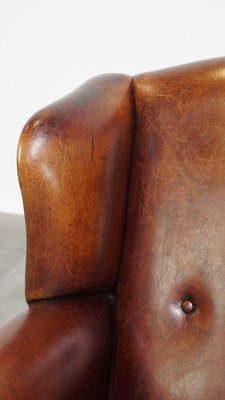 Sheep Leather Wingback Chair-HPP-2024326