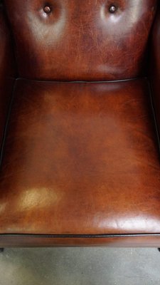 Sheep Leather Wingback Chair-HPP-2024326