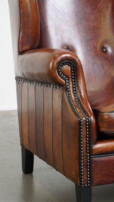 Sheep Leather Wingback Chair-HPP-2024326