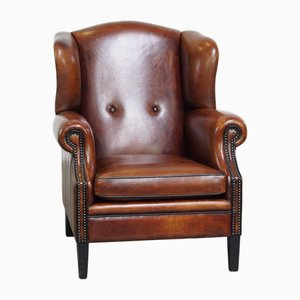 Sheep Leather Wingback Chair-HPP-2024326