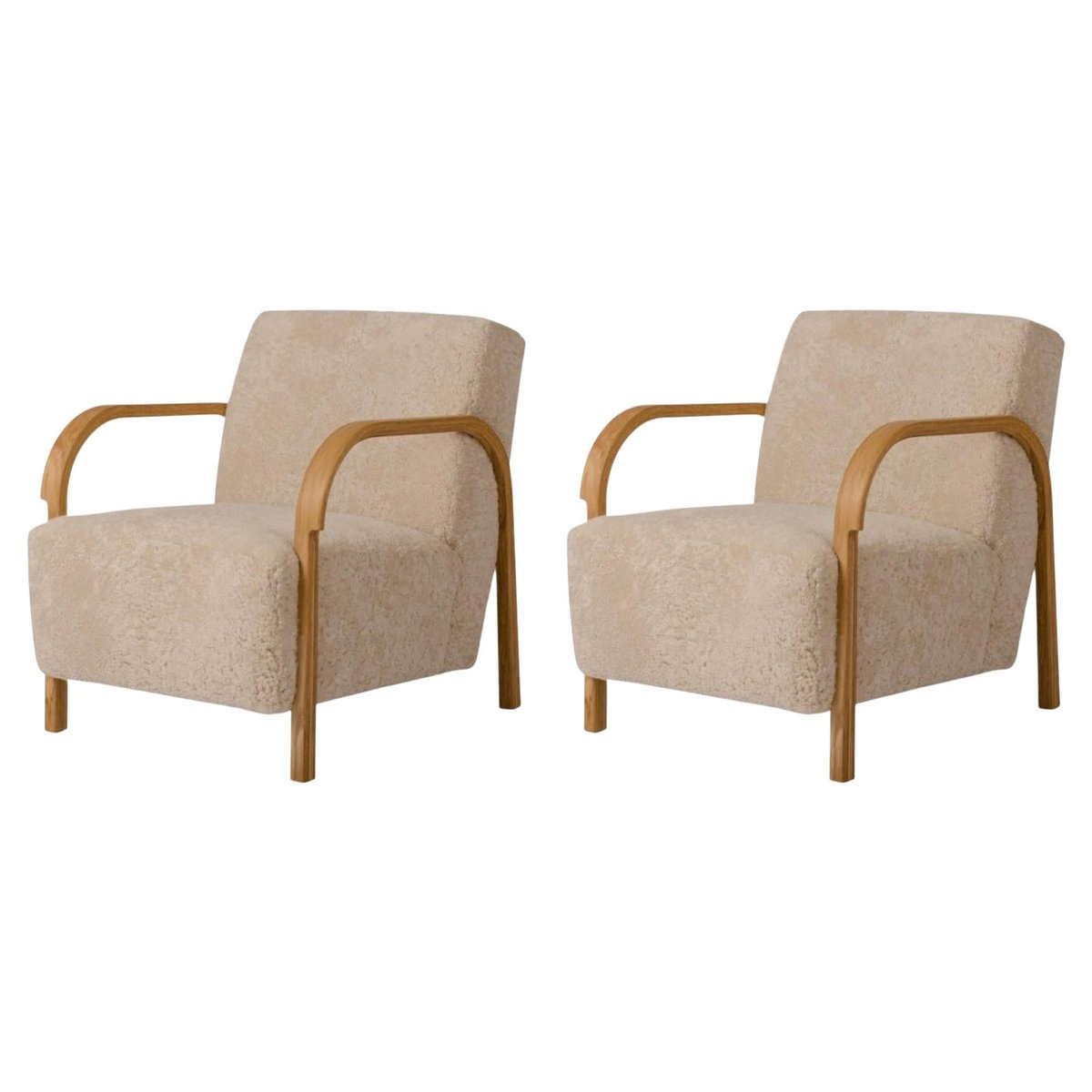 Sheepskin Arch Lounge Chairs by Mazo Design, Set of 2