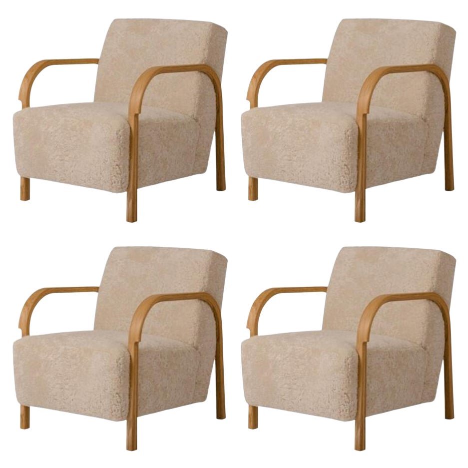 Sheepskin Arch Lounge Chairs by Mazo Design, Set of 4