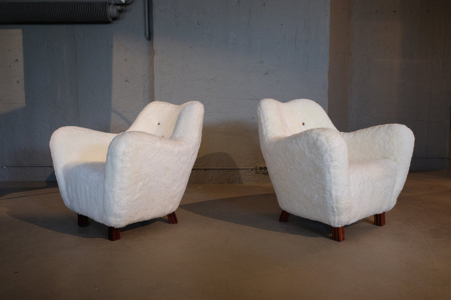 Sheepskin Armchairs from Sten Wicéns Möbelfabrik, 1950s, Set of 2