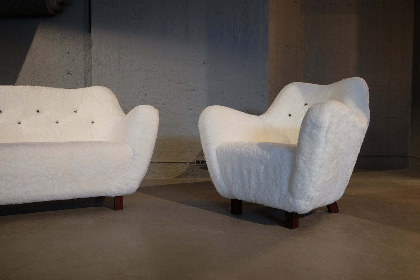 Sheepskin Armchairs from Sten Wicéns Möbelfabrik, 1950s, Set of 2