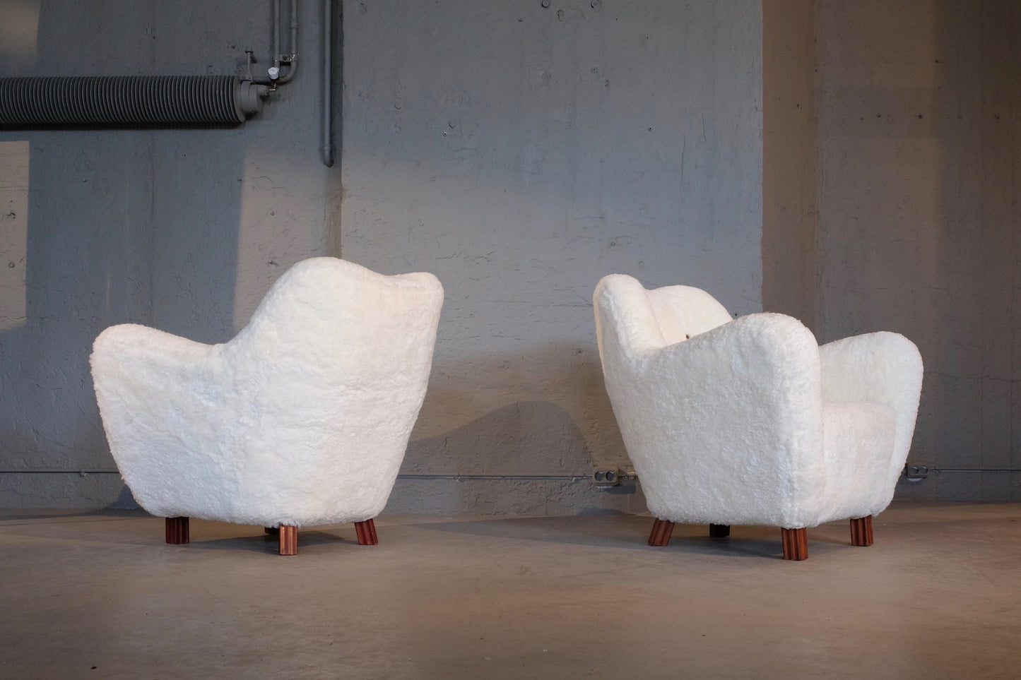 Sheepskin Armchairs from Sten Wicéns Möbelfabrik, 1950s, Set of 2