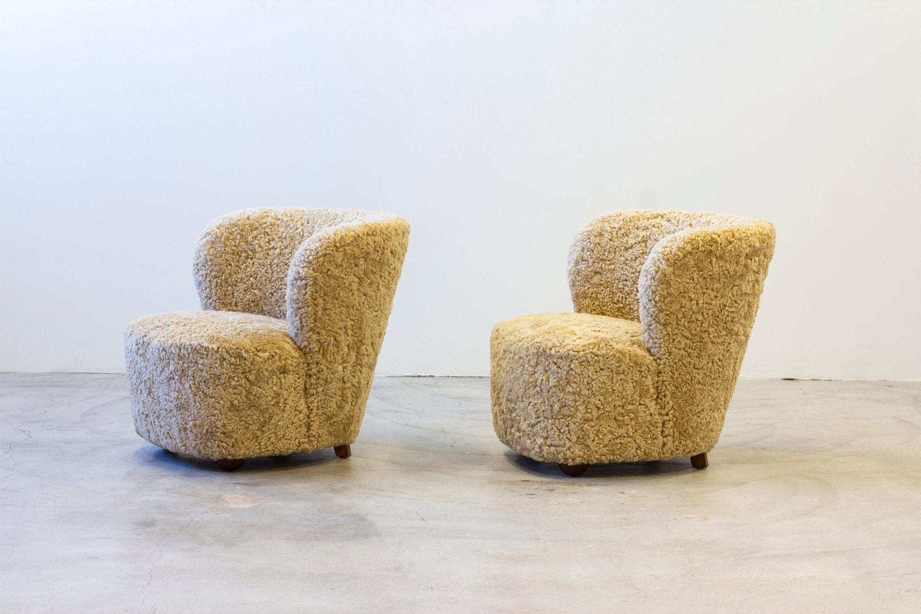 Sheepskin Chairs in the style of Boesen, 1940s, Set of 2