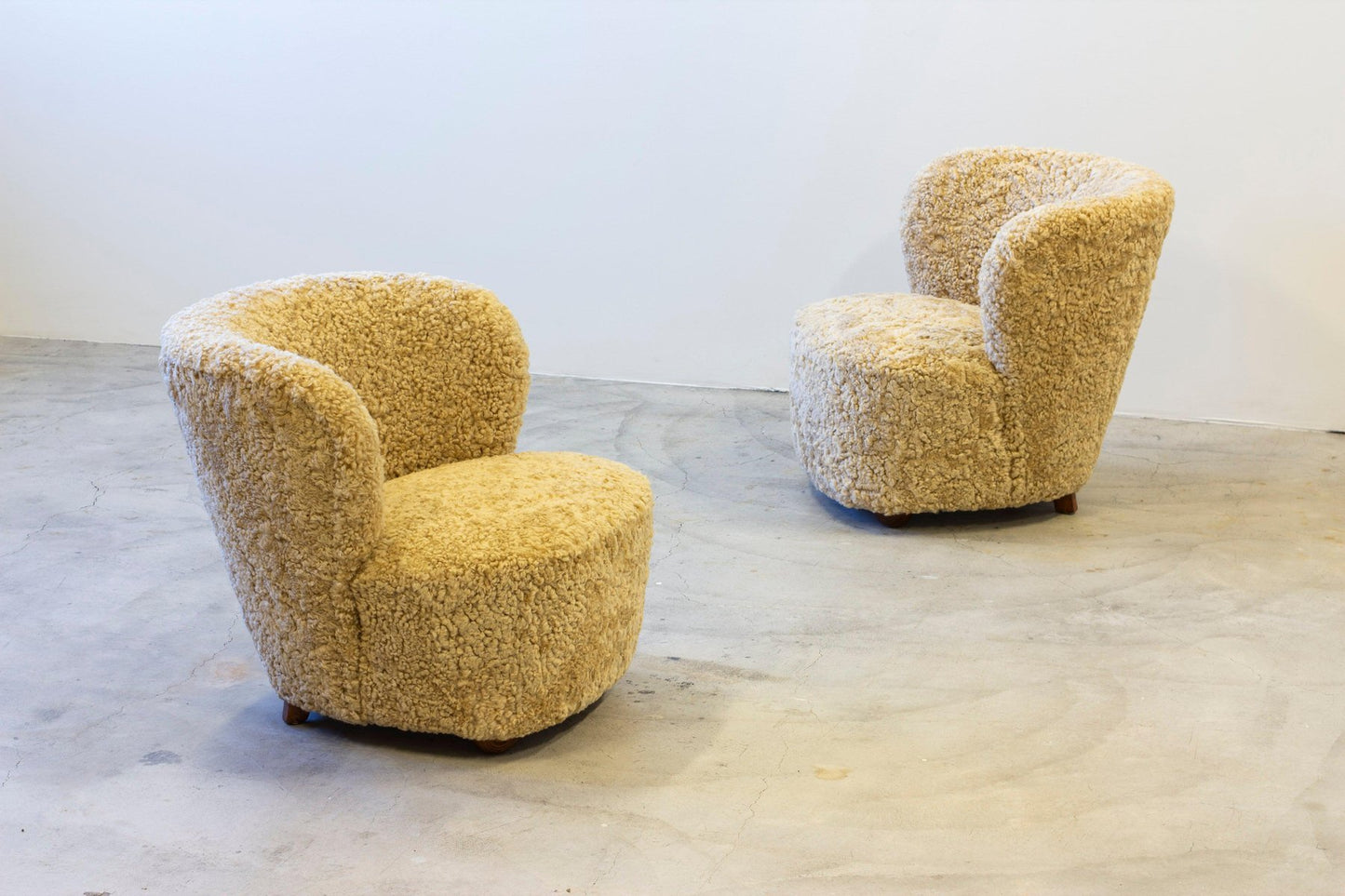 Sheepskin Chairs in the style of Boesen, 1940s, Set of 2