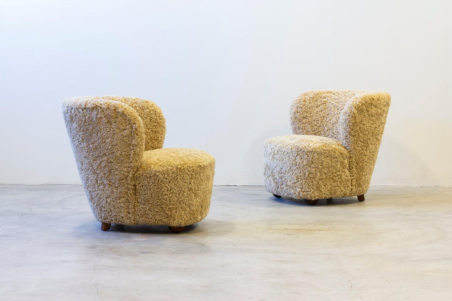 Sheepskin Chairs in the style of Boesen, 1940s, Set of 2