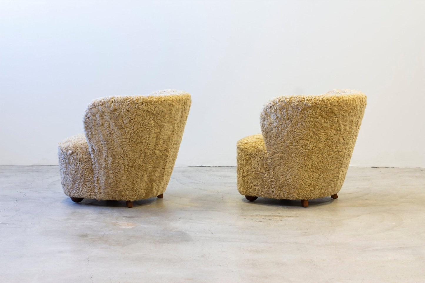 Sheepskin Chairs in the style of Boesen, 1940s, Set of 2