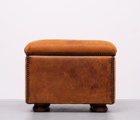 Sheepskin Leather Pouf with Storage, 1970s-GCG-2041810