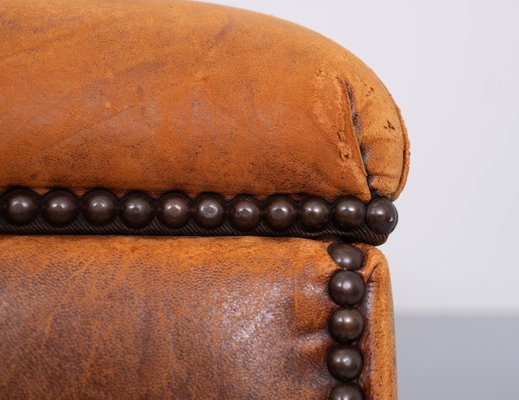 Sheepskin Leather Pouf with Storage, 1970s-GCG-2041810