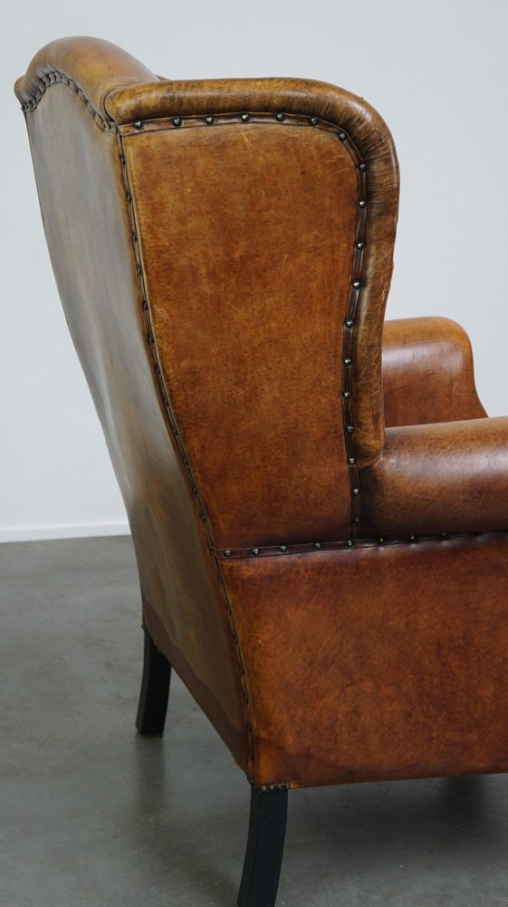 Sheepskin Leather Wing Chair