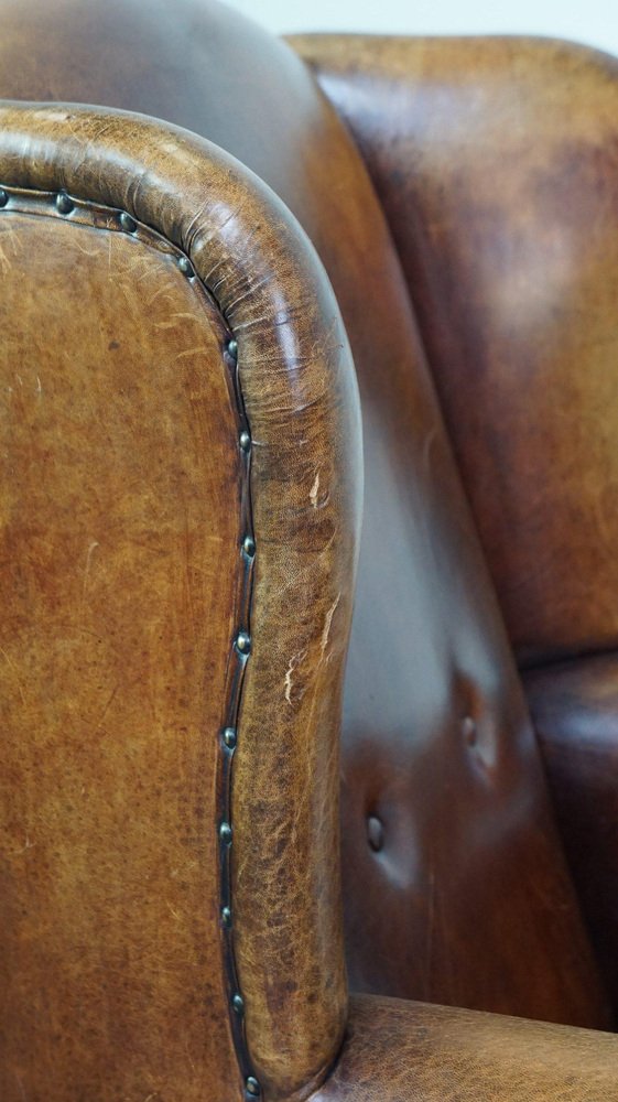 Sheepskin Leather Wing Chair