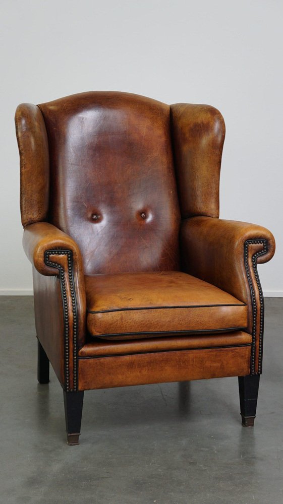 Sheepskin Leather Wing Chair