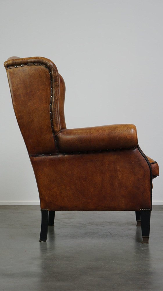 Sheepskin Leather Wing Chair