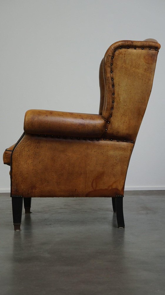 Sheepskin Leather Wing Chair