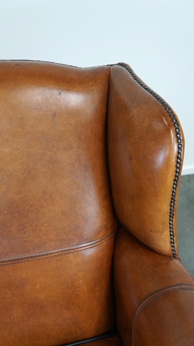 Sheepskin Leather Wingback Armchair