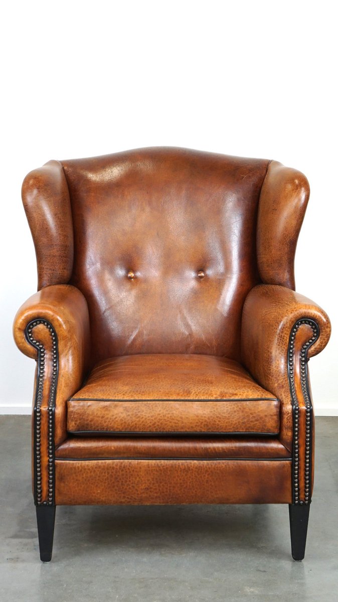 Sheepskin Leather Wingback Armchair