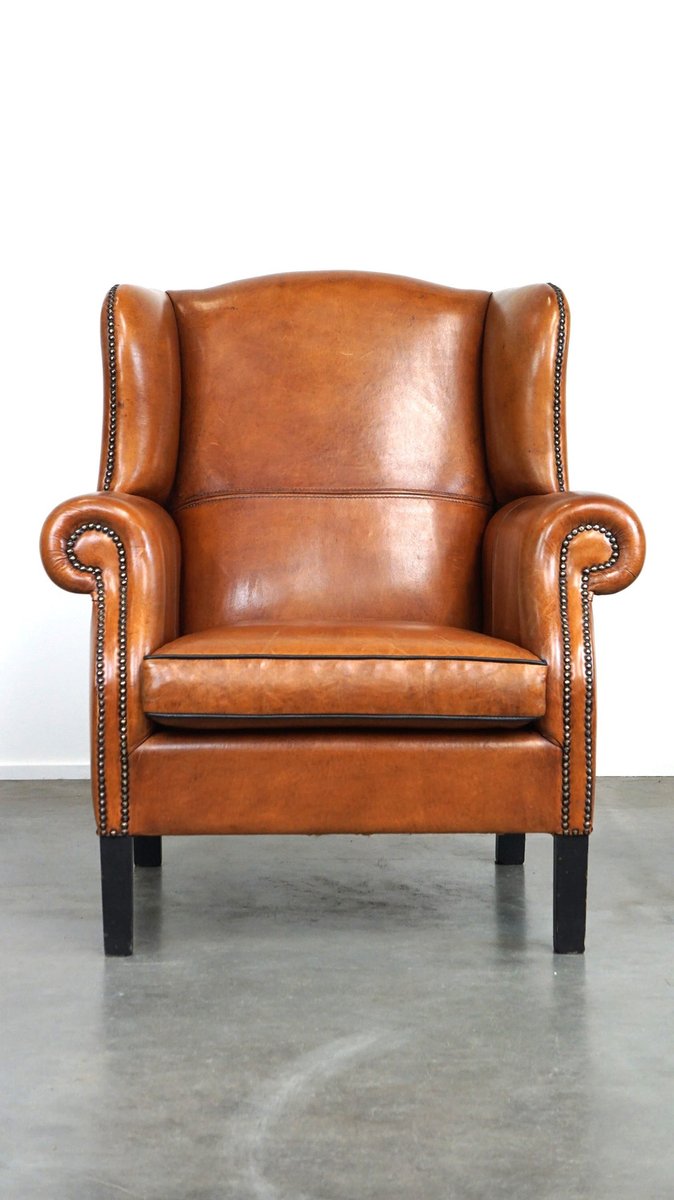 Sheepskin Leather Wingback Armchair