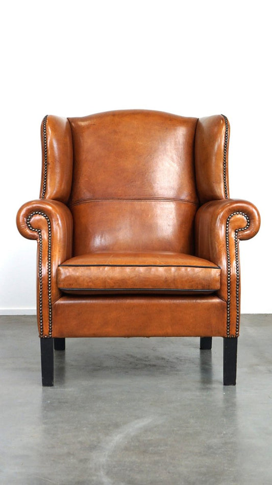 Sheepskin Leather Wingback Armchair