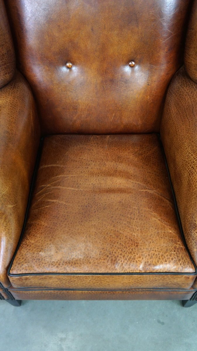 Sheepskin Leather Wingback Armchair