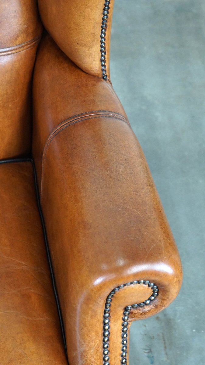 Sheepskin Leather Wingback Armchair