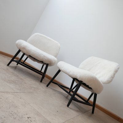 Sheepskin Shearling TeVe Lounge Chairs by Alf Svensson, Set of 2-JRP-943805