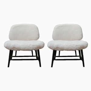 Sheepskin Shearling TeVe Lounge Chairs by Alf Svensson, Set of 2-JRP-943805