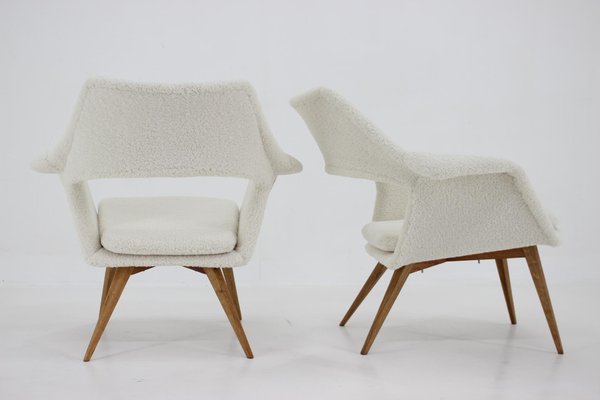 Sheepskin Shell Armchairs from Miroslav Navratil, 1960s, Set of 2-TZ-1358343