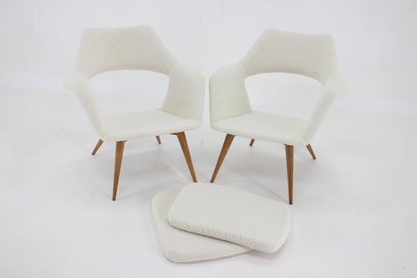 Sheepskin Shell Armchairs from Miroslav Navratil, 1960s, Set of 2-TZ-1358343