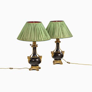 Sheet Metal and Gold Bronze Lamps, 1880s, Set of 2-CEJ-998808