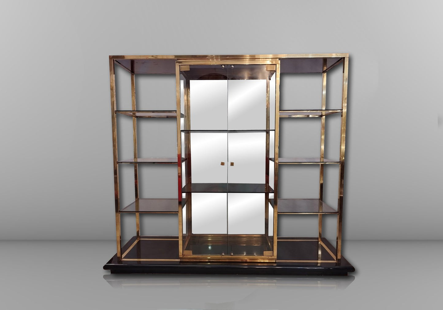 Shelf in Brass and Smoked Glass, Italy, 1970s