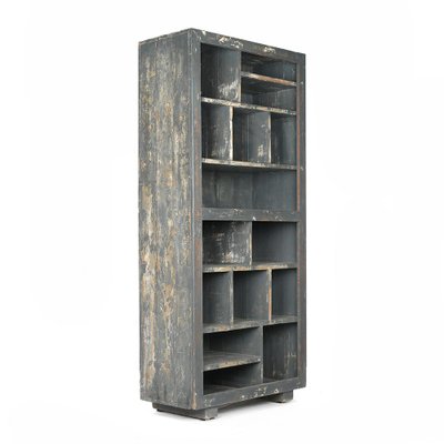 Shelf in Patinated Wood with 15 Compartments, 1940s-NQ-688062